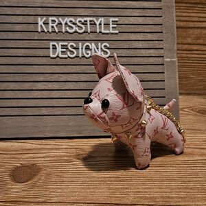 Pink Frenchie dog bag charm/keychain Designer Inspired